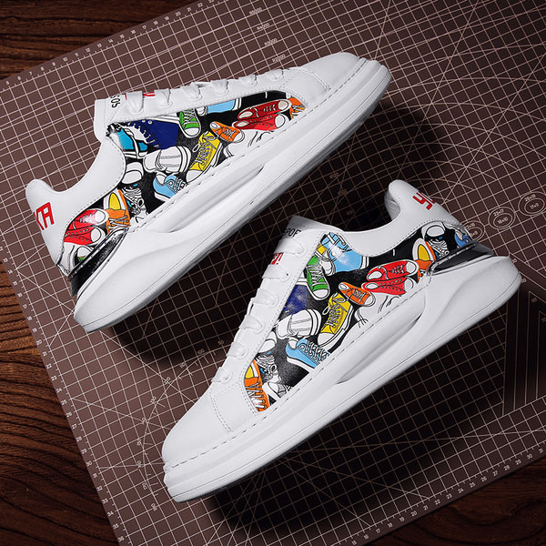 Мъжки кецове от еко кожа с апликация и връзки