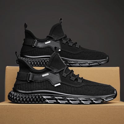 Ανδρικά sneakers από ύφασμα σε μαύρο χρώμα και κορδόνια