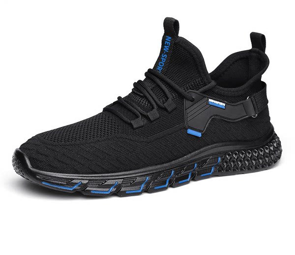 Мъжки текстилни маратонки в черен цвят и връзки 