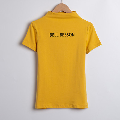 Дамска тениска с поло яка и бродиран надпис