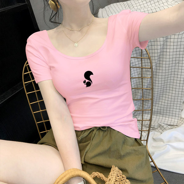 Ежедневна дамска тениска с овално деколте и къс ръкав -няколко цвята