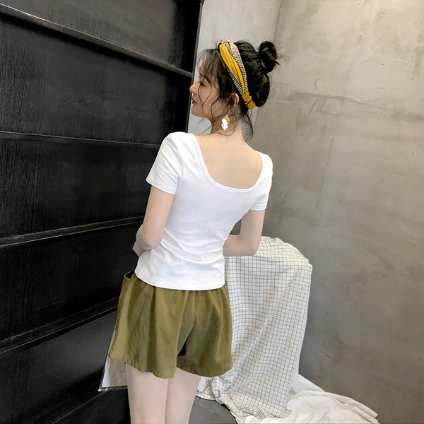 Ежедневна дамска тениска с овално деколте и къс ръкав -няколко цвята