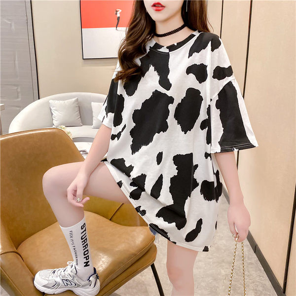 Широка лятна тениска с животински принт