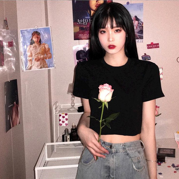 Къса памучна тениска с къс ръкав - свободна кройка