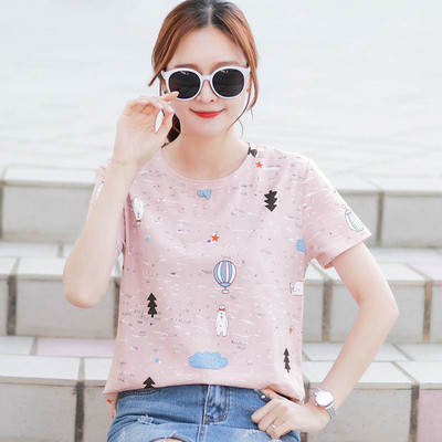 Ежедневна дамска тениска с цветна щампа 