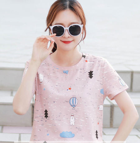 Ежедневна дамска тениска с цветна щампа 