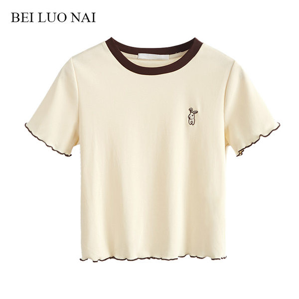 Къса памучна блуза с бродерия