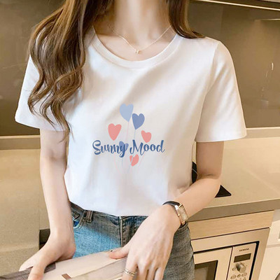 Ежедневна дамска тениска с къс ръкав и цветна щампа