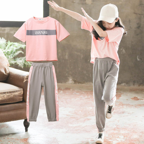 Детски комплект - тениска с къс ръкав и дълъг панталон