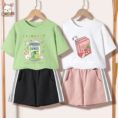 Ежедневен детски комплект за момичета -тениска и къси панталони