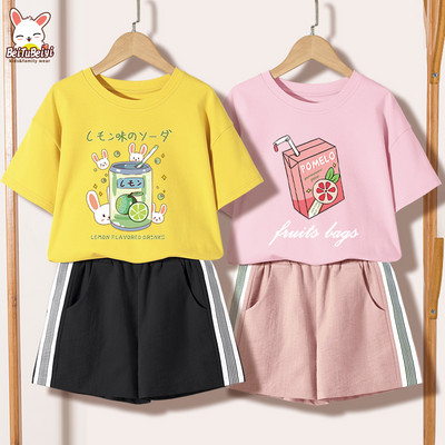 Ежедневен детски комплект за момичета -тениска и къси панталони