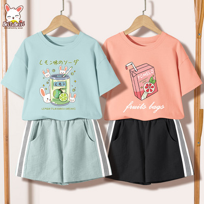 Ежедневен детски комплект за момичета -тениска и къси панталони