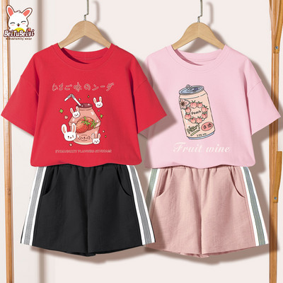 Ежедневен детски комплект за момичета -тениска и къси панталони