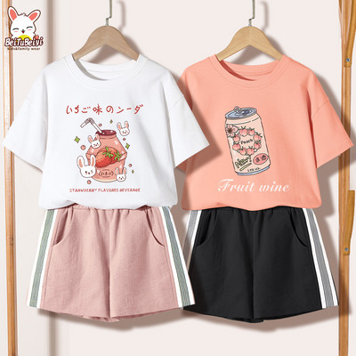 Ежедневен детски комплект за момичета -тениска и къси панталони