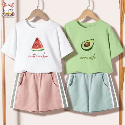 Ежедневен детски комплект за момичета -тениска и къси панталони