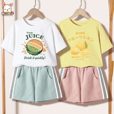 Ежедневен детски комплект за момичета -тениска и къси панталони