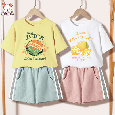 Ежедневен детски комплект за момичета -тениска и къси панталони