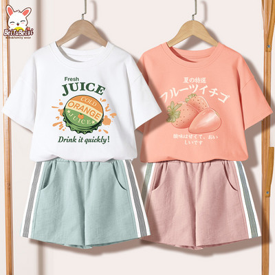 Ежедневен детски комплект за момичета -тениска и къси панталони