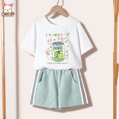 Ежедневен детски комплект за момичета -тениска и къси панталони