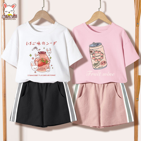 Ежедневен детски комплект за момичета -тениска и къси панталони