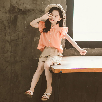 Ежедневен комплект за момичета -риза и къси панталони