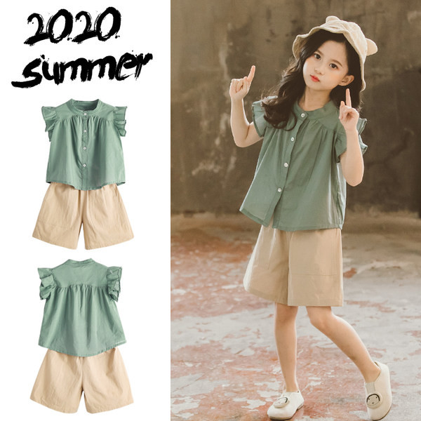 Ежедневен комплект за момичета -риза и къси панталони