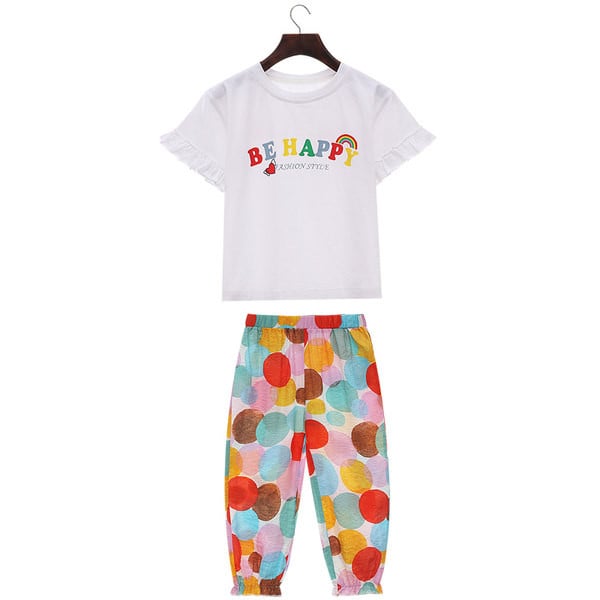 Летен сет за момиче - тениска и шарен панталон