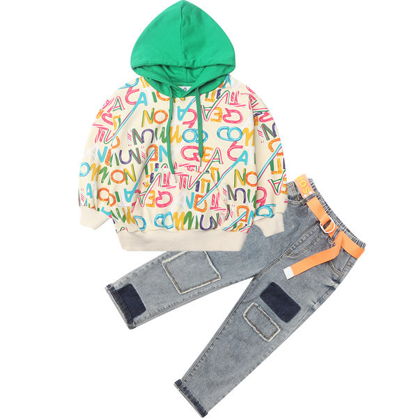 Пролетно-есенен комплект за момичета - суичър и дънки