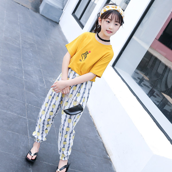 Ежедневен детски комплект за момичета -блуза и панталон