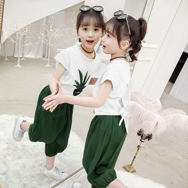 Ежедневен детски комплект за момичета -блуза и панталон