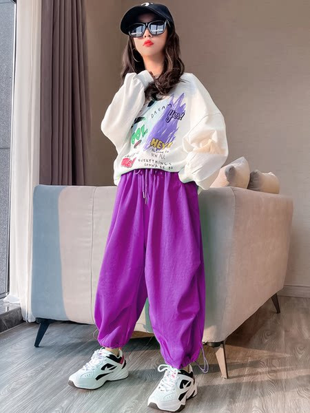 Ежедневен детски комплект от блуза и долнище за момичета