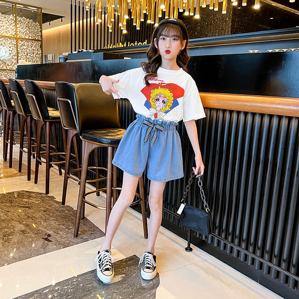 Ежедневен комплект за момичета от 2 части с апликация