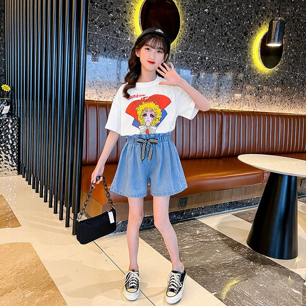 Ежедневен комплект за момичета от 2 части с апликация