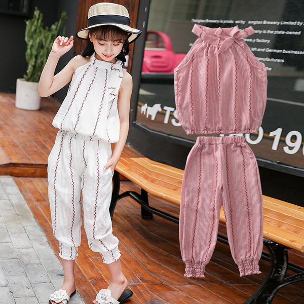 Летен ежедневен комплект за момичета от две части 