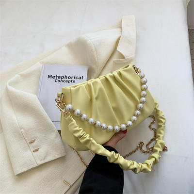 Модерна дамска чанта от еко кожа с перли