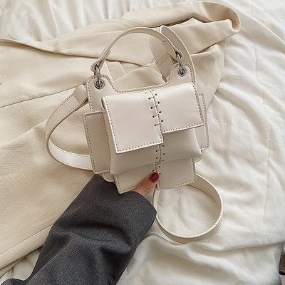 Кожена дамска чанта с дълга и къса дръжка в четири цвята