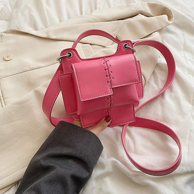 Кожена дамска чанта с дълга и къса дръжка в четири цвята