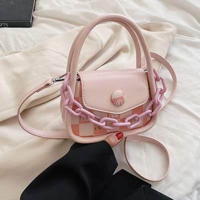 Малка карирана чанта с верижка