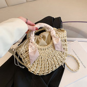 Дамска плетена чанта с текстилна подплата