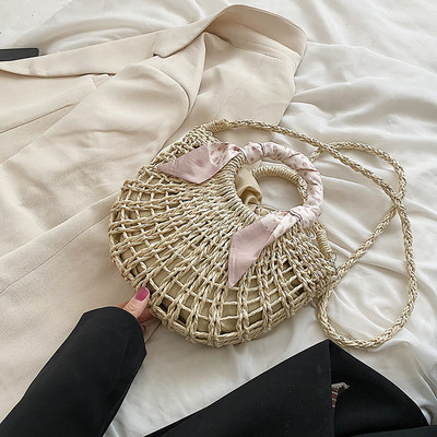 Дамска плетена чанта с текстилна подплата