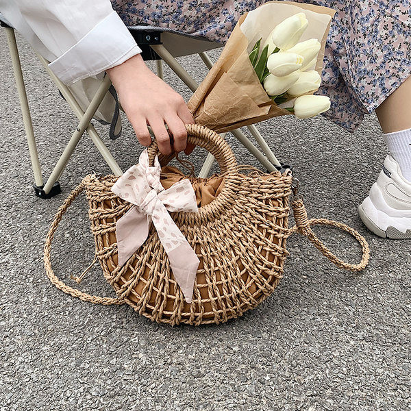 Дамска плетена чанта с текстилна подплата