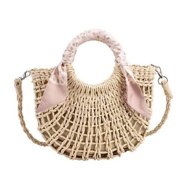 Дамска плетена чанта с текстилна подплата