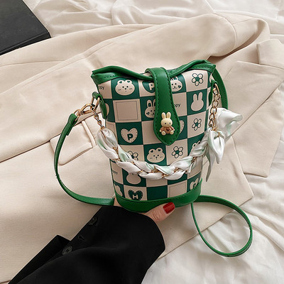 Модерна чанта в три цвята с панделка 