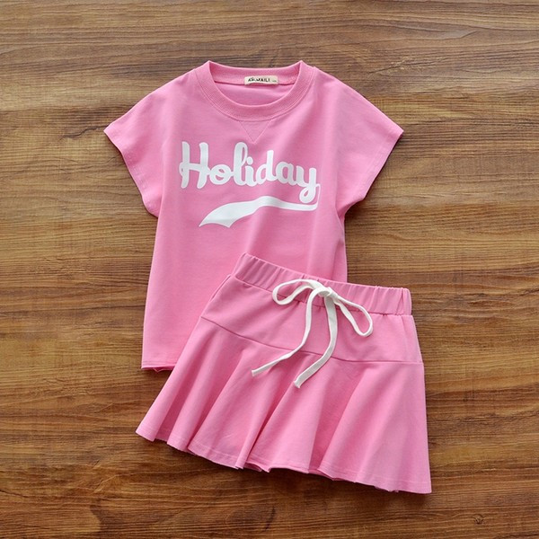 Детски летен сет тениска с надпис и пола