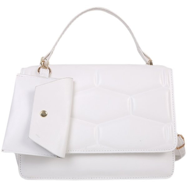 Модерна дамска чанта с релефна еко кожа с две дръжки