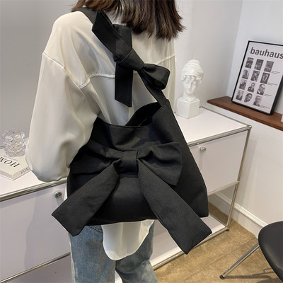 Дамска платнена чанта с панделка -няколко цвята