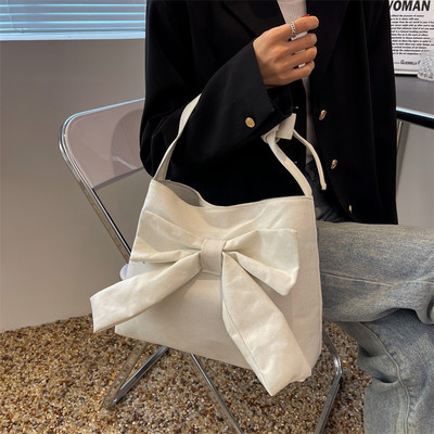 Дамска платнена чанта с панделка -няколко цвята