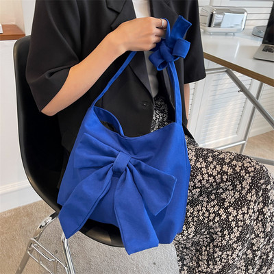 Дамска платнена чанта с панделка -няколко цвята