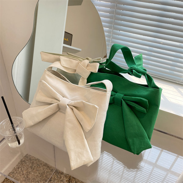 Дамска платнена чанта с панделка -няколко цвята