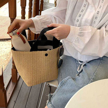 Дамска чанта подходяща за плаж с метално закопчаване 